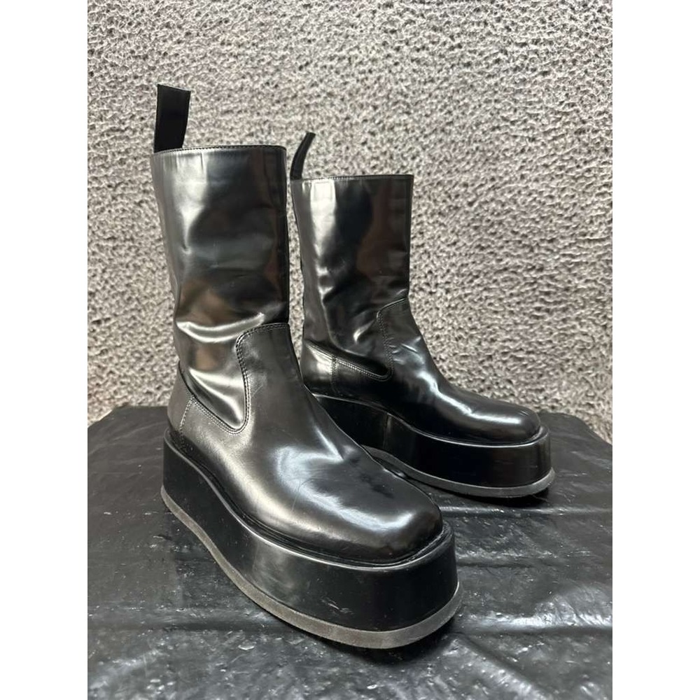 Gia / Rhw Rosie 23 Faux Leather Pull On Platform Boots Black Women Size 39 EU